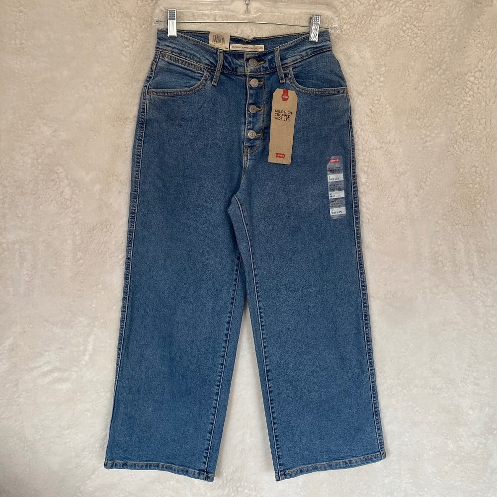 Levi's Mile High Cropped Wide Leg Jeans, color Blue - Women's size W26 L25 (NWT)